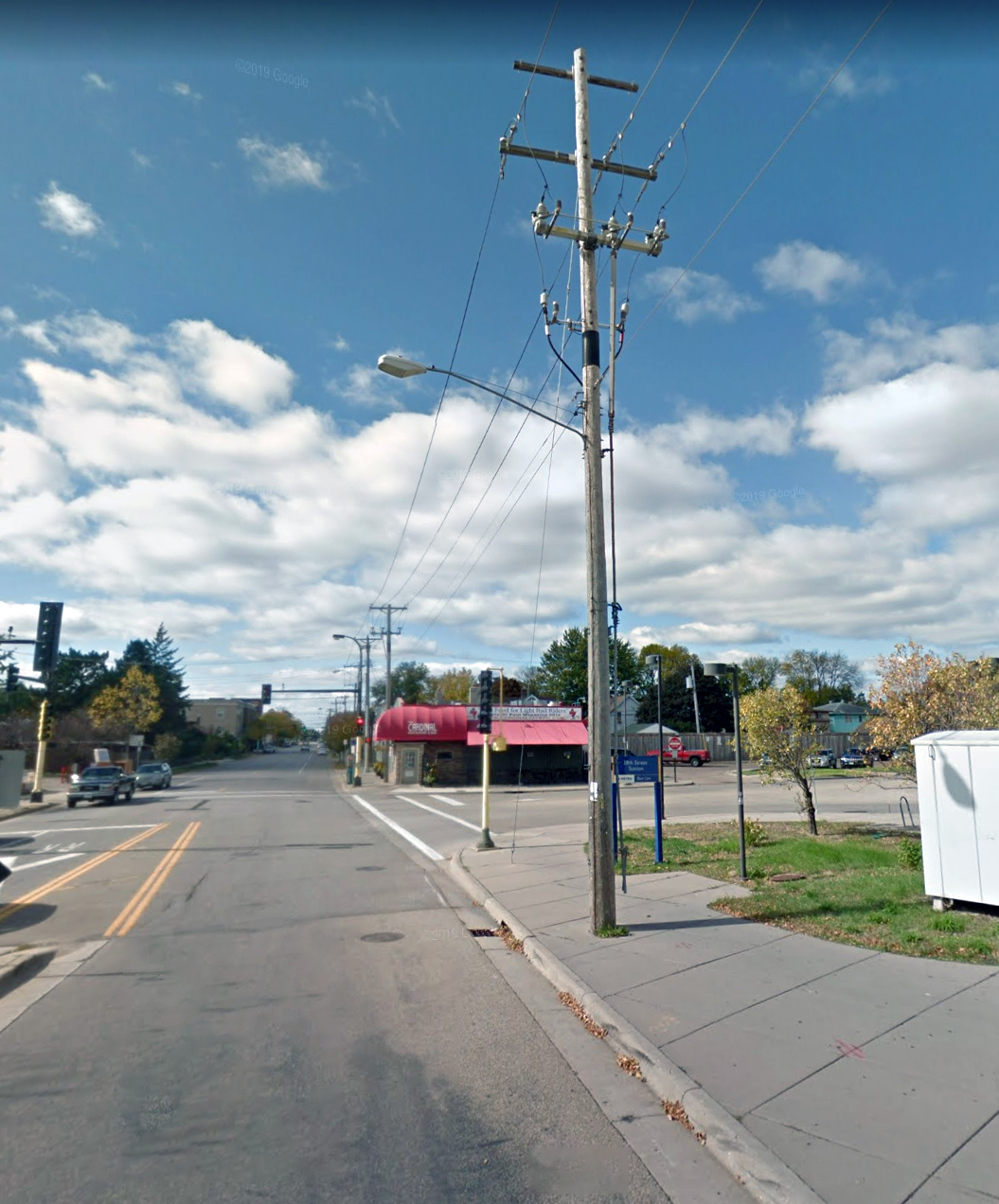 Wood pole streetlight