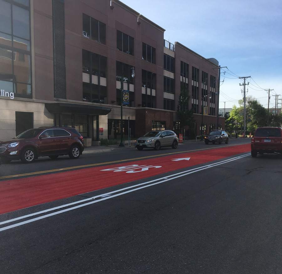 Emergency response vehicle traveling through a bike lane