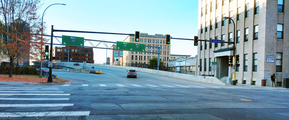 Street at highway entrance