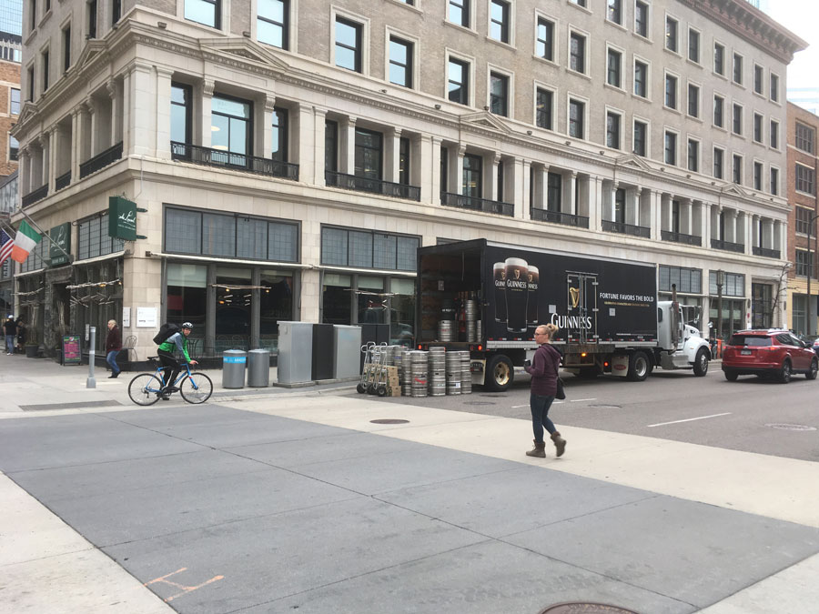 Truck unloading at curb